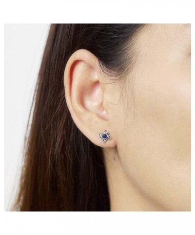 Jewelry Sterling Silver Flower Stud Earrings Lapis $17.48 Earrings