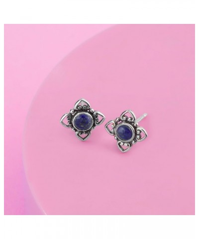 Jewelry Sterling Silver Flower Stud Earrings Lapis $17.48 Earrings