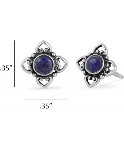 Jewelry Sterling Silver Flower Stud Earrings Lapis $17.48 Earrings