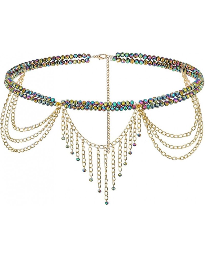 African Waist Beads Layered Beads Chain with Flower Tassel Waist Chain Beaded Belly Chain Jewelry for Women Colorful $12.13 B...