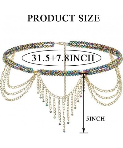 African Waist Beads Layered Beads Chain with Flower Tassel Waist Chain Beaded Belly Chain Jewelry for Women Colorful $12.13 B...