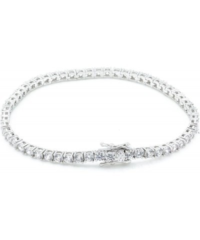 Unisex Tennis Bracelet 3mm 4mm 5mm Round Cut Cubic Zirconia Real Solid 925 Sterling Silver Tennis Bracelet silver 3mm 7.5 Inc...