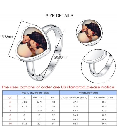 925 Sterling Silver Personalized Photo Rings Custom Picture Signet Ring Memorial Jewelry Gift for Women Grandma Mom Ring Size...