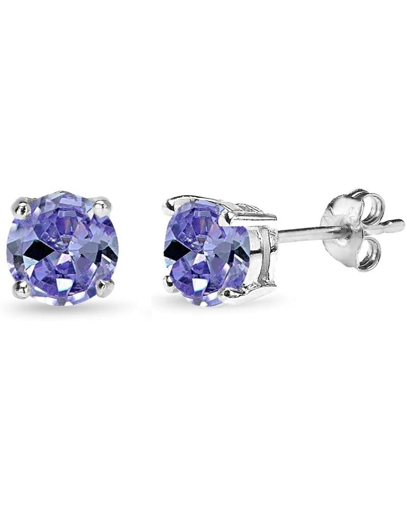 Sterling Silver Simulated Tanzanite Round Solitaire Dainty Stud Earrings, Choose a Size 6mm $11.12 Earrings