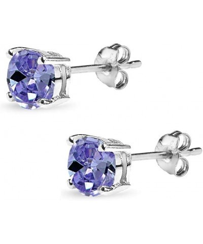 Sterling Silver Simulated Tanzanite Round Solitaire Dainty Stud Earrings, Choose a Size 6mm $11.12 Earrings