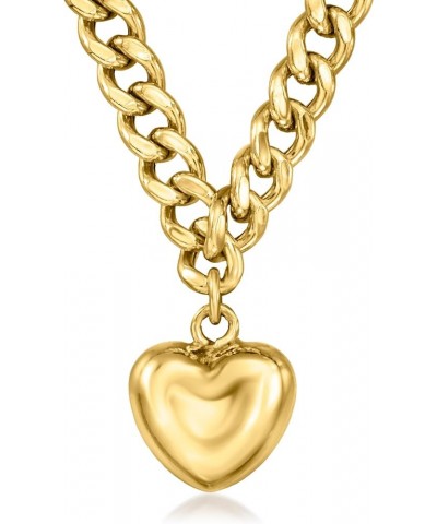 Italian 18kt Gold Over Sterling Puffed Heart Curb-Link Necklace 18.0 Inches $87.72 Necklaces