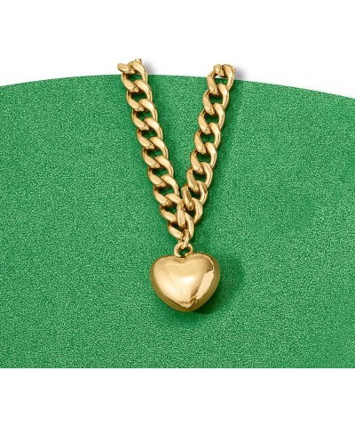 Italian 18kt Gold Over Sterling Puffed Heart Curb-Link Necklace 18.0 Inches $87.72 Necklaces