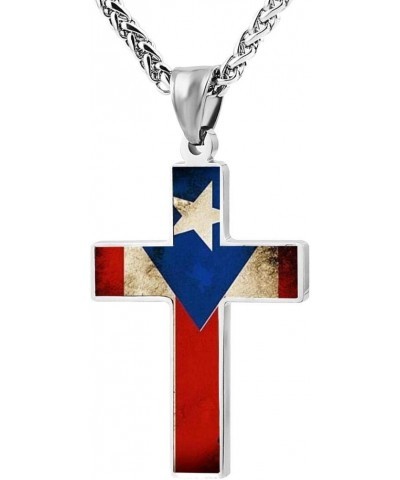 Puerto Rico Flag Men Women Patriotic Cross Pendant Necklace Religious Jewelry $10.34 Necklaces