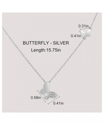 Butterfly Pendant Necklace for Women, S925 Sterling Silver Necklaces with Double Butterfly Pendant Gift for Mother, Greeting ...