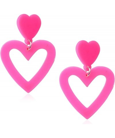 Hot Pink Heart Earrings for Women Double Heart Earrings Lover Earrings Must Haves Pink Accessories Gifts for Women Teen Girls...