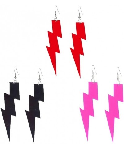 Multicolor 80s Neon Earrings Acrylic Exaggerated Women Lightning Bolt Dangle Earrings Halloween Jewelry 80's Party A:set-1 $7...