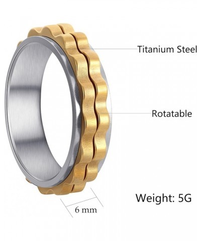 6mm Womens Fidget Rings Anxiety Rings for Women Gear Spinner Rings for Girls Titanium Steel Ring Silver Gold $8.09 Rings