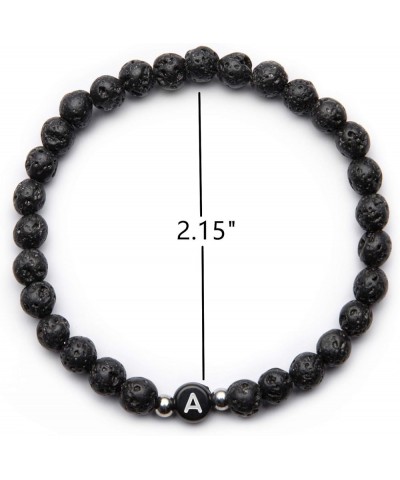 Name Bracelet Personalized Initial Letter Lava Rock Handmade for Women Men Couples (E) R $8.50 Bracelets