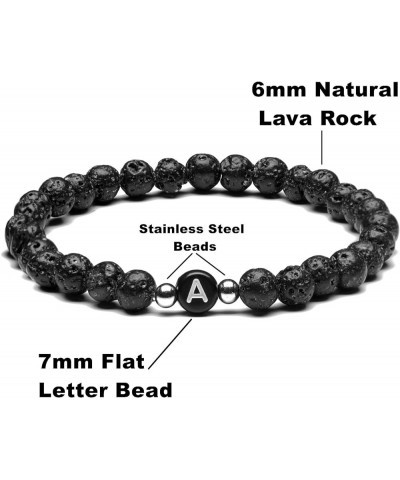 Name Bracelet Personalized Initial Letter Lava Rock Handmade for Women Men Couples (E) R $8.50 Bracelets