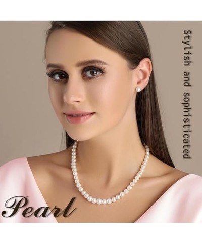 YDCCQAN kivelob Pearl necklace and Earring set-Real Pearl necklace-Jewelry sets for women | 18in-19in AAAAFreshwater pearl ne...