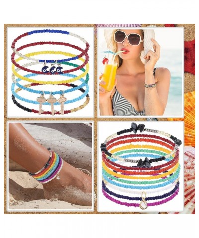 Beaded Anklet for Women Handmade Boho Beaded Ankle Bracelets Colorful Beads Foot Anklets for Teen Girls Style 4 $8.11 Anklets