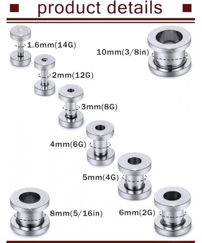 Screw Fit Ear Gauges Kit Surgical Steel Tunnel Expander Earrings Earlobe Plugs Stretching Body Piercing Jewelry Set for Women...