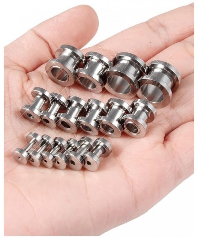 Screw Fit Ear Gauges Kit Surgical Steel Tunnel Expander Earrings Earlobe Plugs Stretching Body Piercing Jewelry Set for Women...