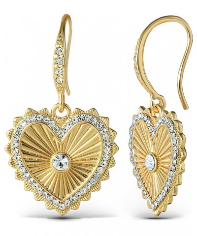 Womens Heart Drop Earrings - Gold-Tone Heart Earrings with Rhinestones $9.59 Earrings