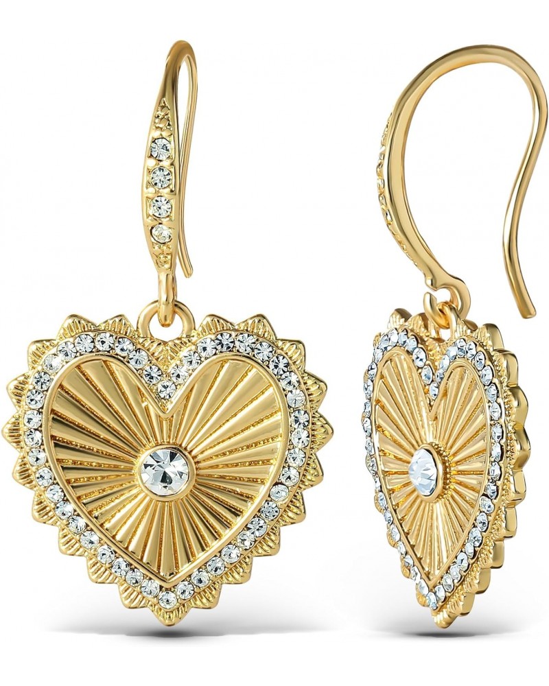 Womens Heart Drop Earrings - Gold-Tone Heart Earrings with Rhinestones $9.59 Earrings