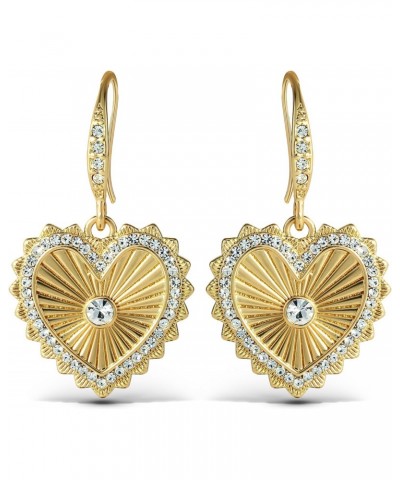 Womens Heart Drop Earrings - Gold-Tone Heart Earrings with Rhinestones $9.59 Earrings