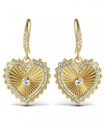 Womens Heart Drop Earrings - Gold-Tone Heart Earrings with Rhinestones $9.59 Earrings