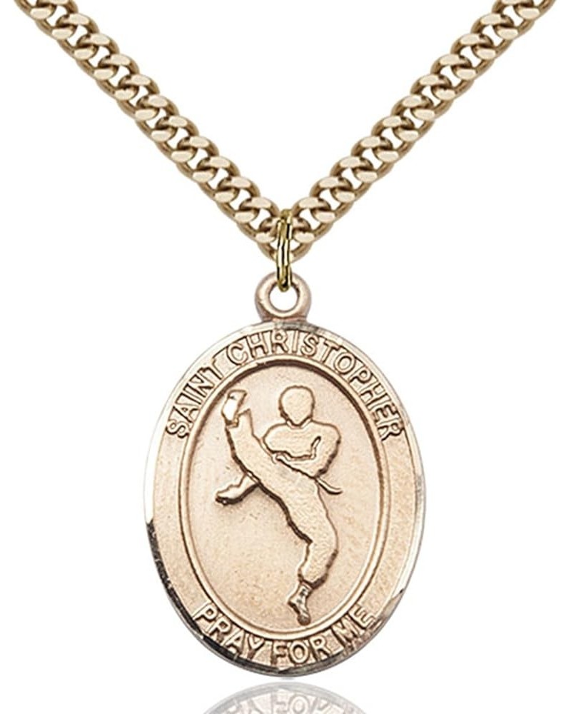 14KT Gold Filled Catholic Saint Sports Athlete Medal Pendant, 1 Inch Saint Christopher Martial Arts $93.94 Pendants