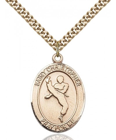 14KT Gold Filled Catholic Saint Sports Athlete Medal Pendant, 1 Inch Saint Christopher Martial Arts $93.94 Pendants