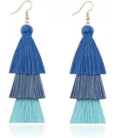 3 Tier Layered Colorful Tassel Earrings Bohemian Big Dangle Drop Fashion Jewelry Earrings for Women Teen Girls Valentine Birt...