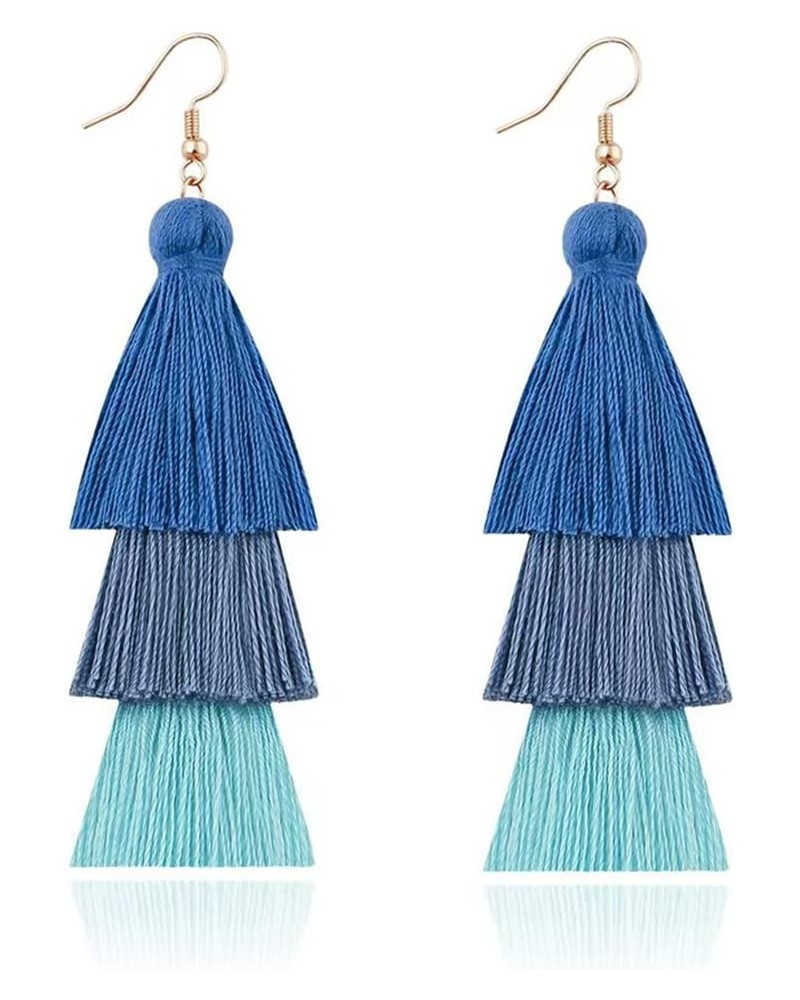 3 Tier Layered Colorful Tassel Earrings Bohemian Big Dangle Drop Fashion Jewelry Earrings for Women Teen Girls Valentine Birt...