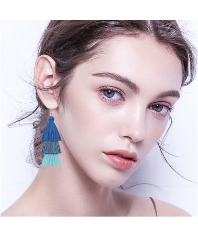 3 Tier Layered Colorful Tassel Earrings Bohemian Big Dangle Drop Fashion Jewelry Earrings for Women Teen Girls Valentine Birt...