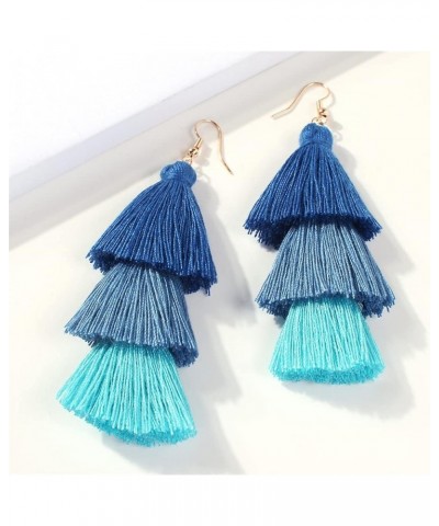 3 Tier Layered Colorful Tassel Earrings Bohemian Big Dangle Drop Fashion Jewelry Earrings for Women Teen Girls Valentine Birt...