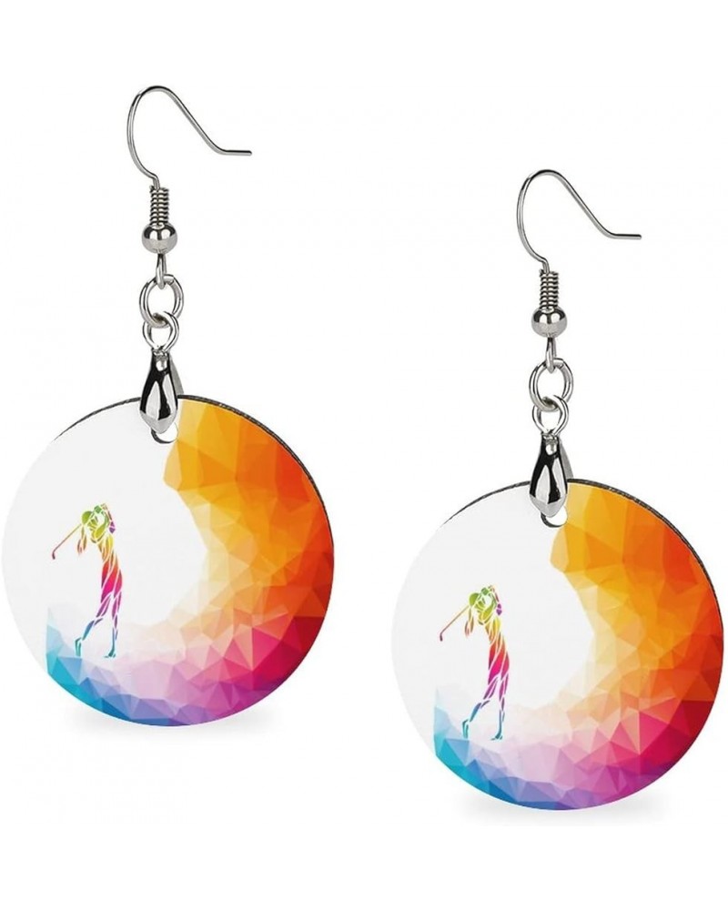 Round Wooden Dangle Earrings Lightweight Earrings For Women Ladies Girl 2.4 x 1.2 in Multi 3 $7.79 Earrings