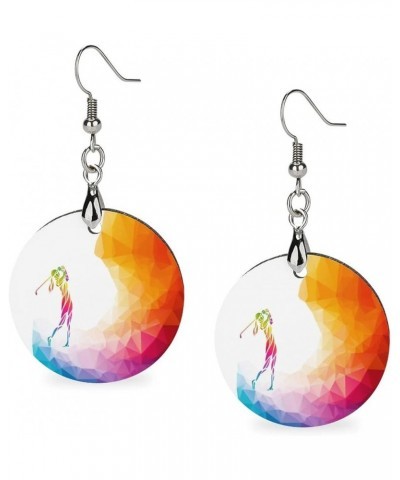 Round Wooden Dangle Earrings Lightweight Earrings For Women Ladies Girl 2.4 x 1.2 in Multi 3 $7.79 Earrings