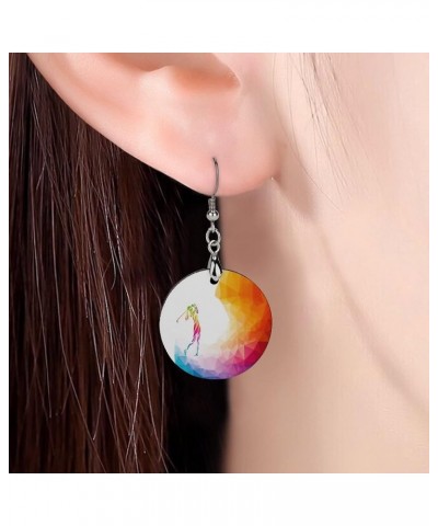 Round Wooden Dangle Earrings Lightweight Earrings For Women Ladies Girl 2.4 x 1.2 in Multi 3 $7.79 Earrings