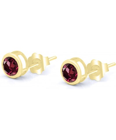 14K Yellow Gold Red Rhodolite Garnet Stud Earrings For Women (1.28 Cttw, Gemstone January Birthstone, Round 5MM) $35.70 Earrings