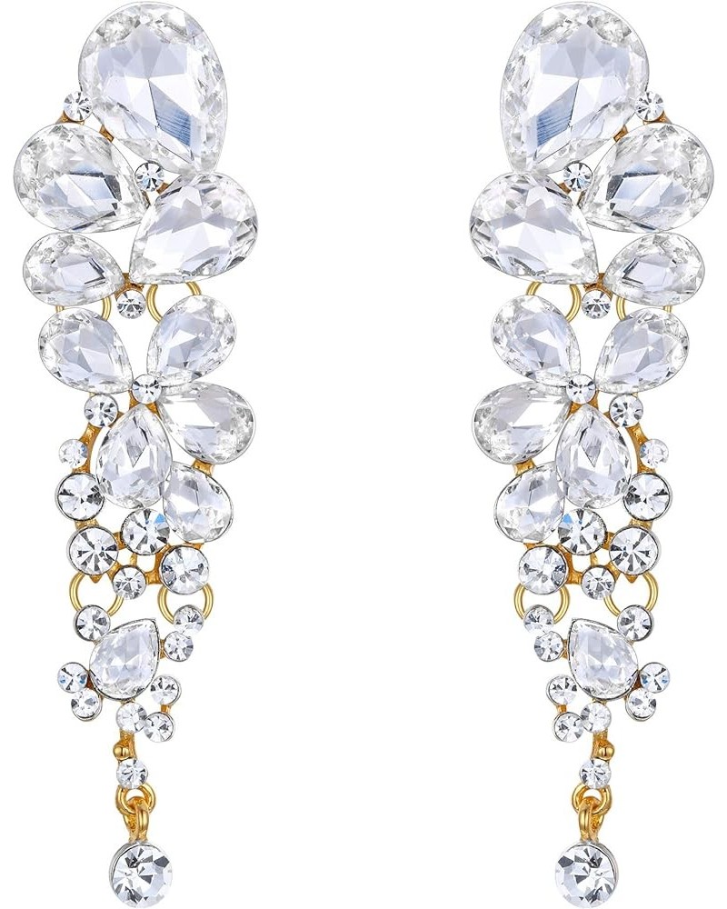 Women's Austrian Crystal Gorgeous Teardrops Wedding Dangle Pierced Earrings Clear Gold-Tone $10.99 Earrings