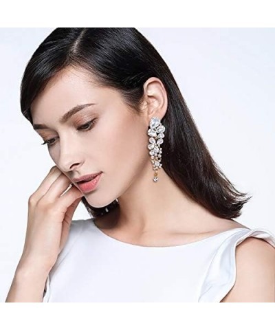 Women's Austrian Crystal Gorgeous Teardrops Wedding Dangle Pierced Earrings Clear Gold-Tone $10.99 Earrings