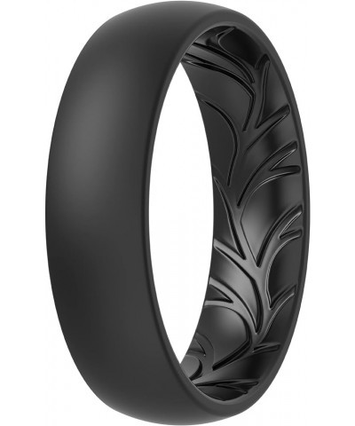 Women Silicone Wedding Bands, Breathable Leaf Cross Pattern Wedding Rings - 55mm Wide Black 3.5 - 4 (14.9mm) $8.25 Bracelets