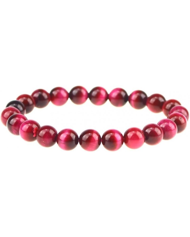 8mm Natural Gemstones Round Beads Energy Power Crystal Chakra Reiki Healing Elastic Stretch Bracelet 7 Inch Unisex Red Tiger ...