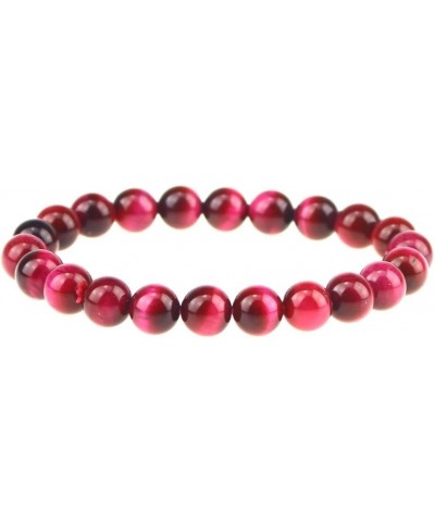 8mm Natural Gemstones Round Beads Energy Power Crystal Chakra Reiki Healing Elastic Stretch Bracelet 7 Inch Unisex Red Tiger ...