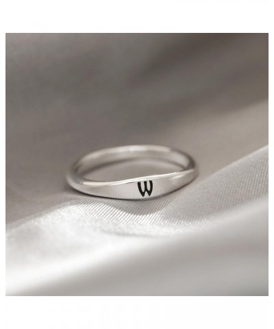 Initial Rings for Women Girls Non Tarnish 14K Silver Plated Cute Stackable Initial Letter Ring Dainty Thin Capital A-Z Thumb ...