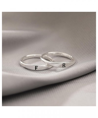 Initial Rings for Women Girls Non Tarnish 14K Silver Plated Cute Stackable Initial Letter Ring Dainty Thin Capital A-Z Thumb ...