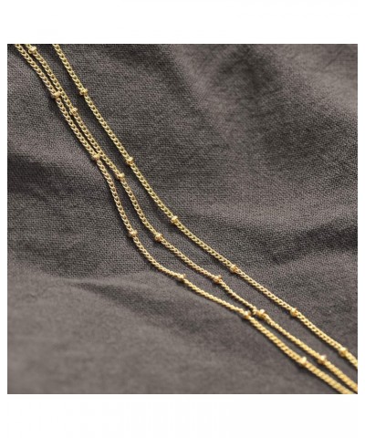 Gold Tiny Beaded Bracelet 14K Gold Plated Chain Bracelets for Women Dainty Tiny Pearl Bracelet Adjustable Chain Jewelry Three...