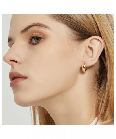 14K Gold Plated Chunky Hoop Earrings for Women Lightweight Gold Hoops for Women Girls 18mm hoop $11.37 Earrings