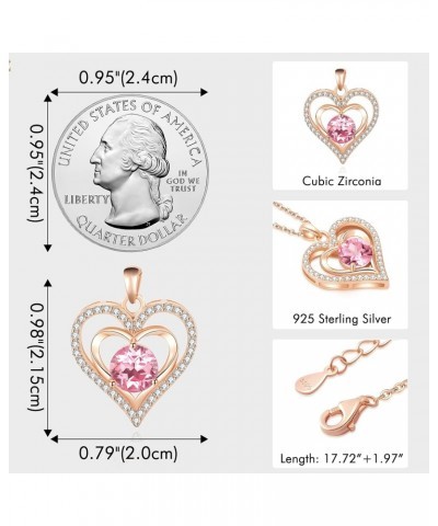 S925 Forever Love Heart Necklaces for Women Mother's Day Gifts Sterling Silver Rose Gold Diamond Birthstone Pendant Necklace ...