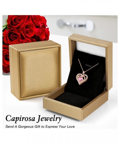 S925 Forever Love Heart Necklaces for Women Mother's Day Gifts Sterling Silver Rose Gold Diamond Birthstone Pendant Necklace ...