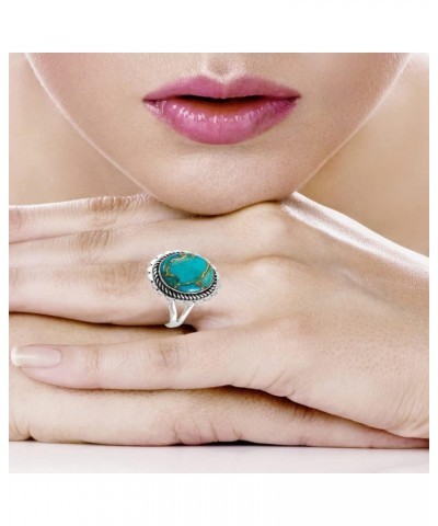 Turquoise Ring Sterling Silver 925 Genuine Gemstones Size 6 to 11 Teal/Matrix Turquoise $19.38 Rings