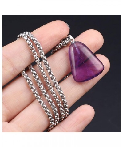 Natural Stone Pendant Necklace Quartz Amethyst Link Chains Ladder-Shaped Crystals Stone Charms Necklaces for Women,Epidote Op...