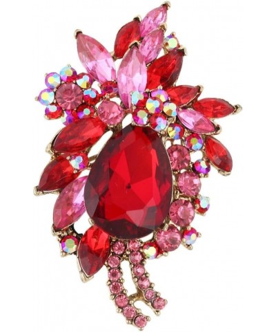 Women's Rhinestone Crystal Vintage Style Flower Teardrop Brooch Pendant Ruby Colo Gold-Tone $10.59 Brooches & Pins